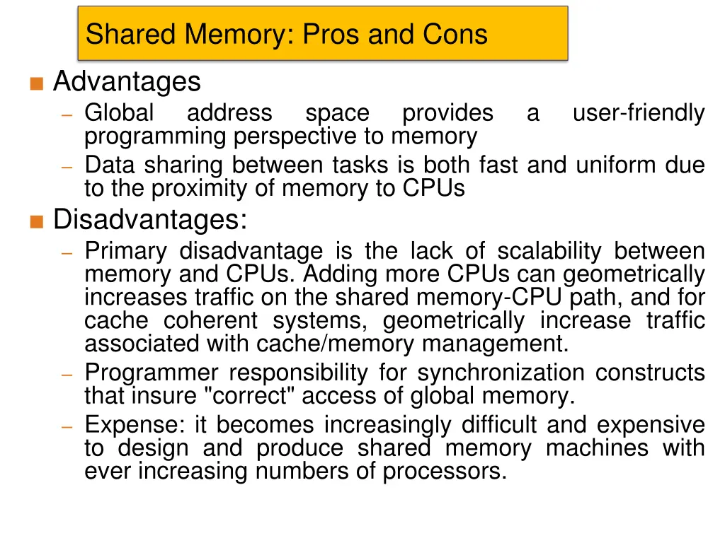 shared memory pros and cons