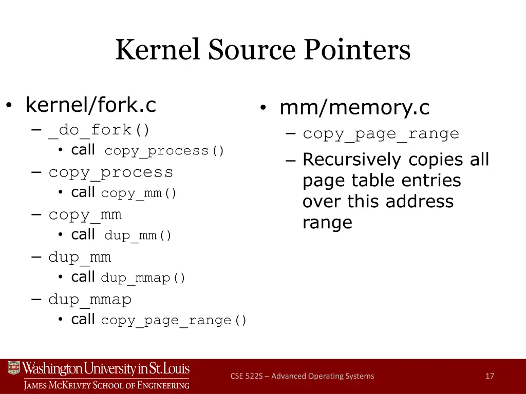 kernel source pointers