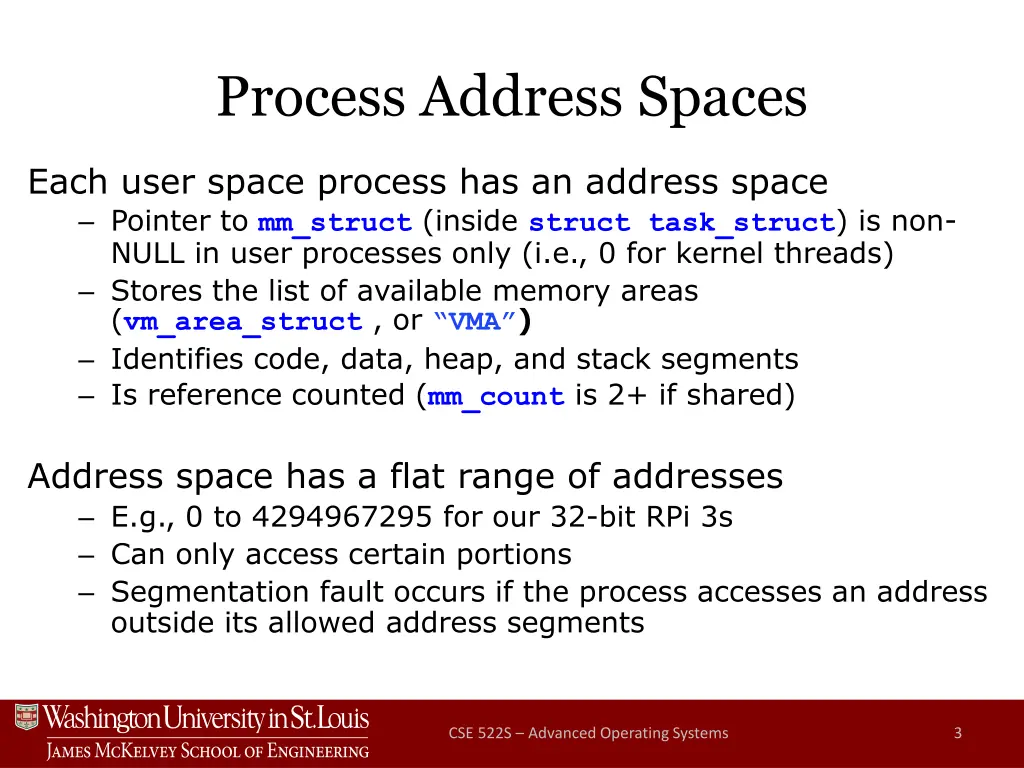 process address spaces