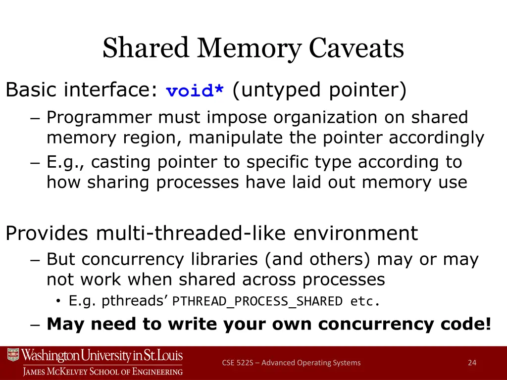 shared memory caveats