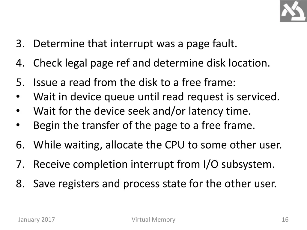 3 determine that interrupt was a page fault