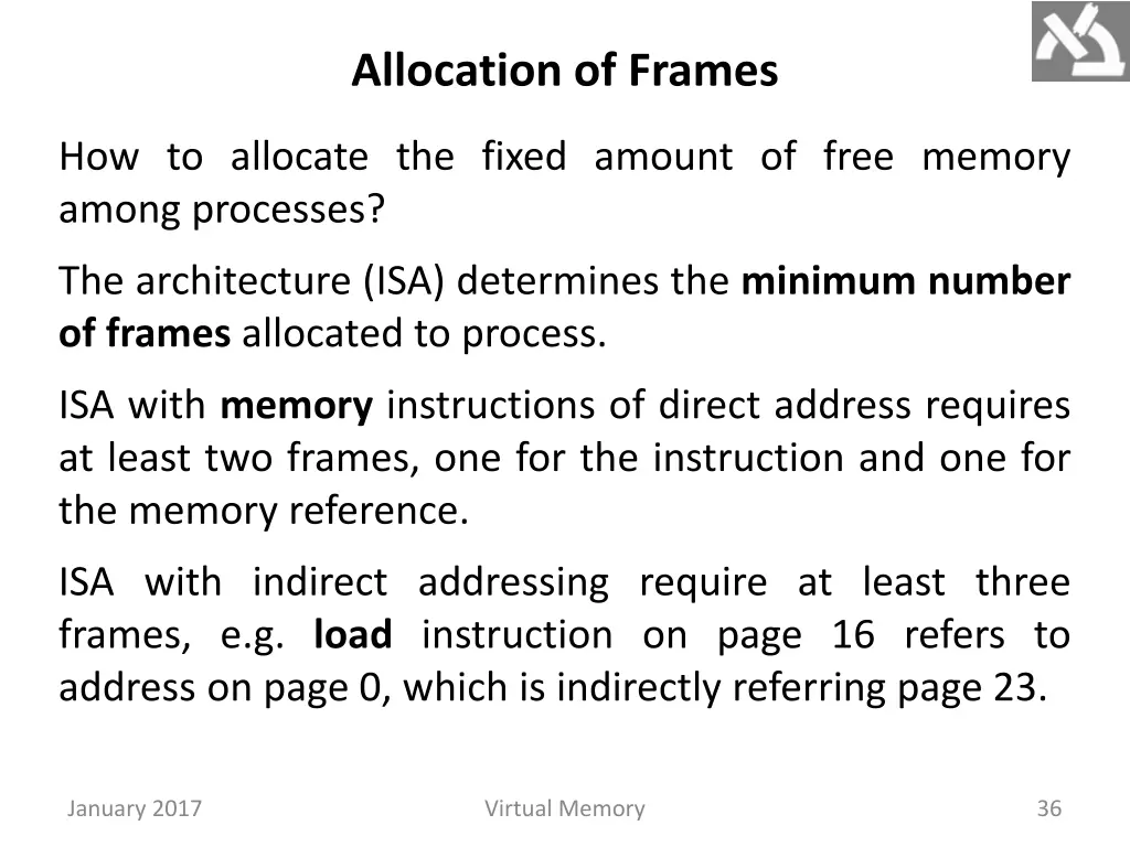 allocation of frames