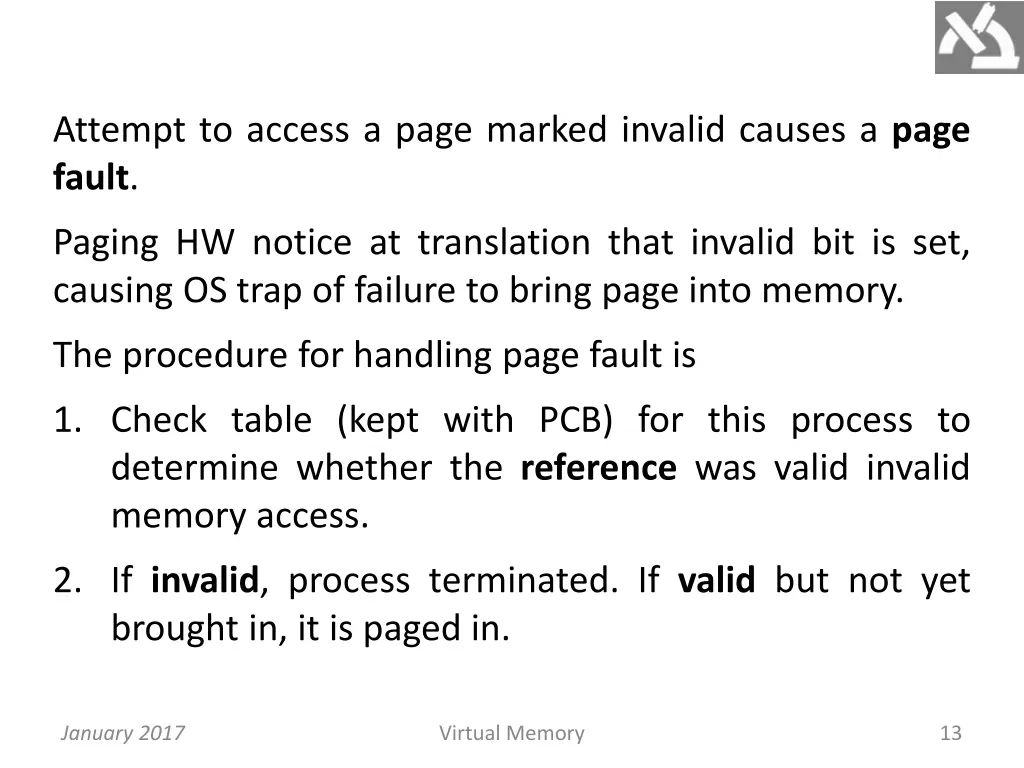 attempt to access a page marked invalid causes