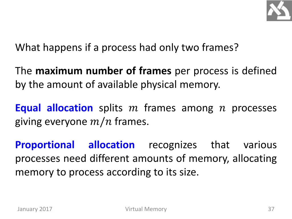 what happens if a process had only two frames