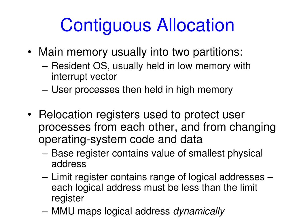 contiguous allocation