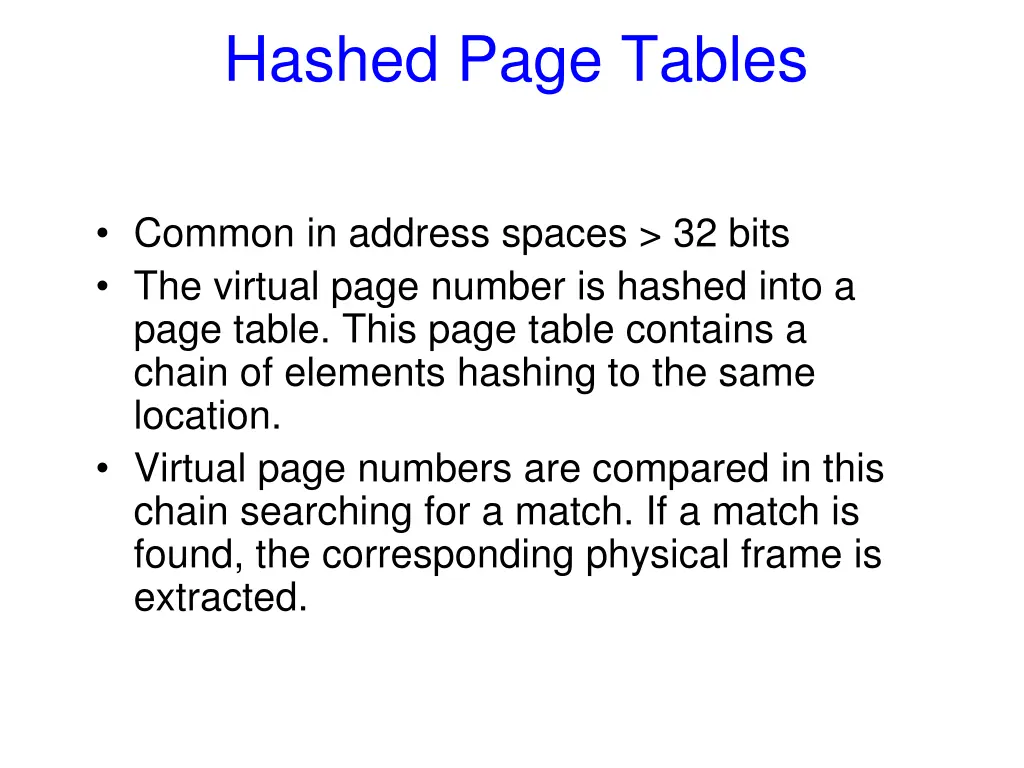 hashed page tables