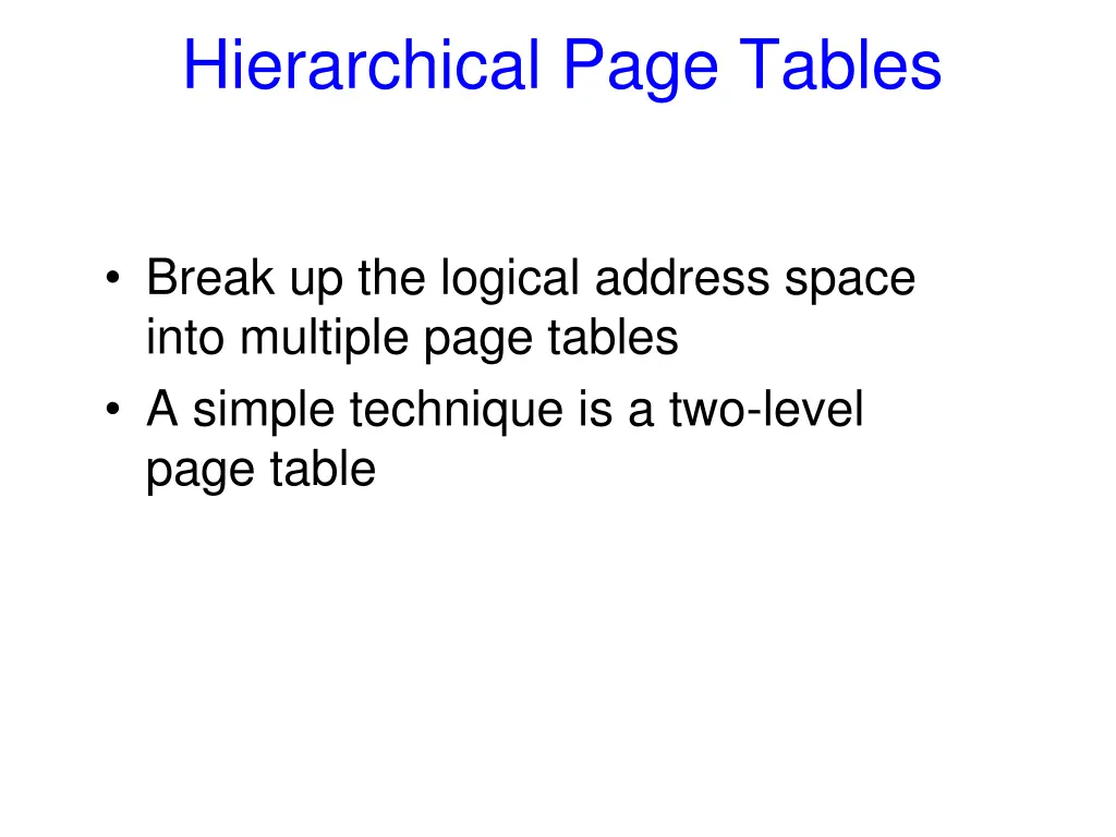 hierarchical page tables