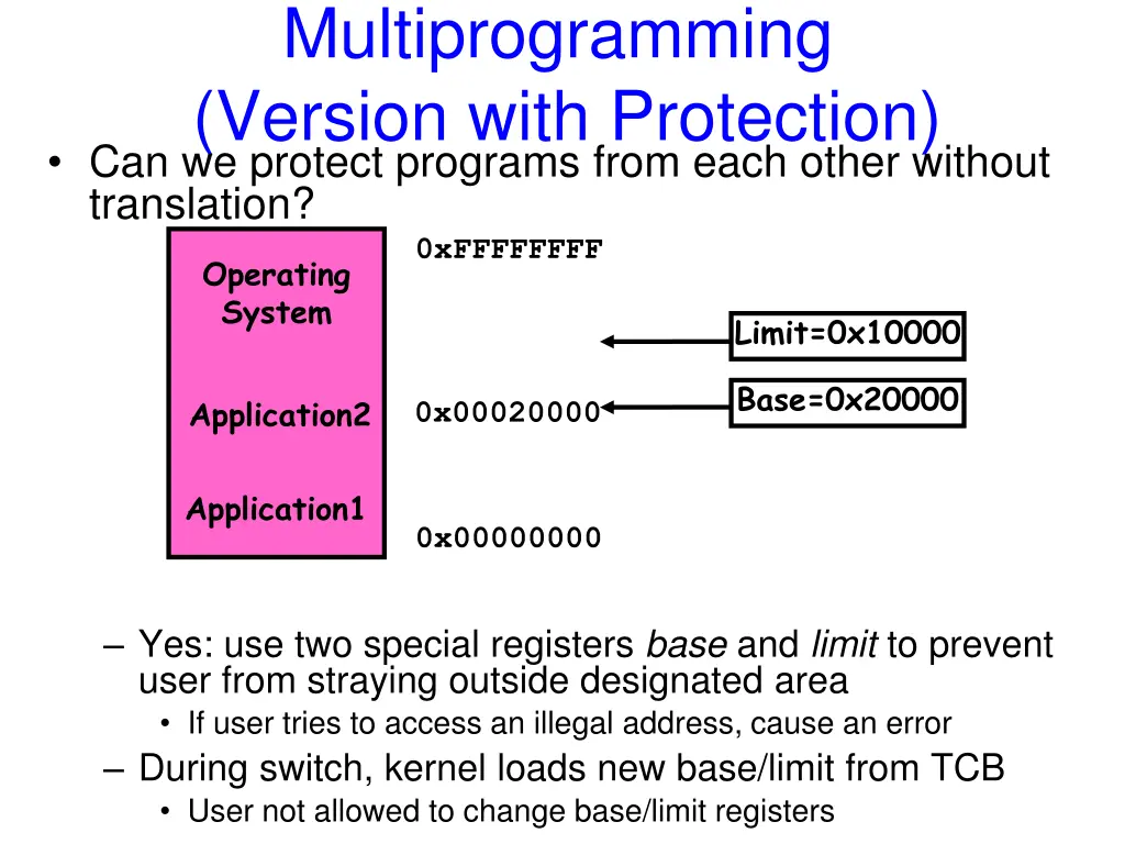 multiprogramming version with protection