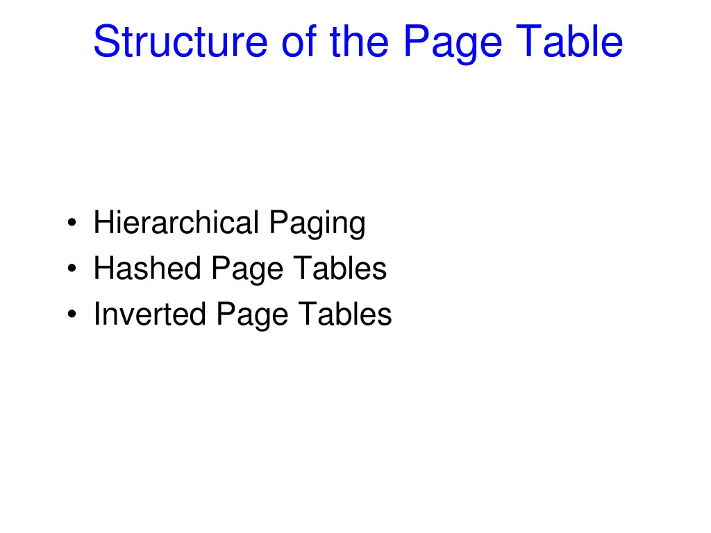 structure of the page table