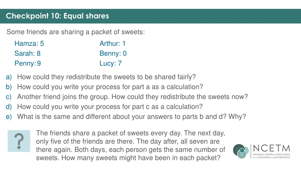 checkpoint 10 equal shares