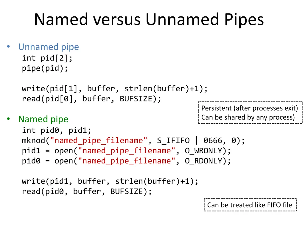 named versus unnamed pipes