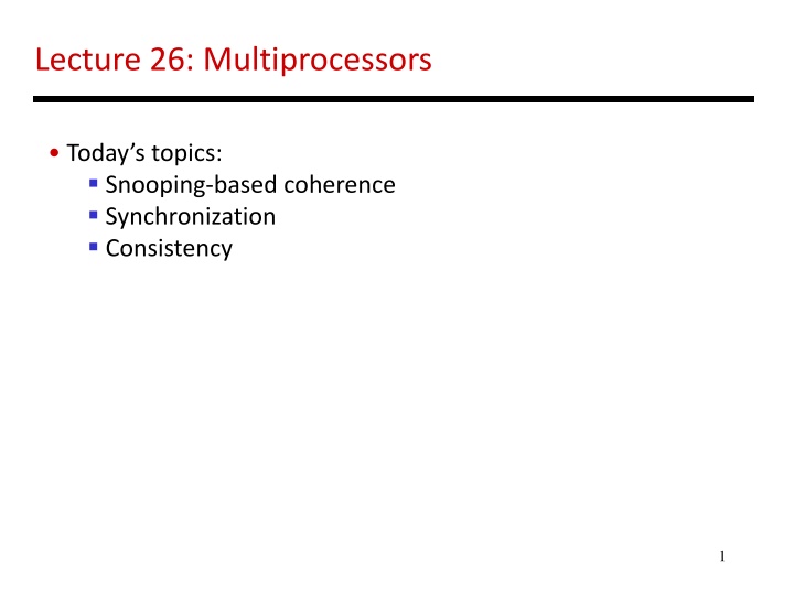 lecture 26 multiprocessors