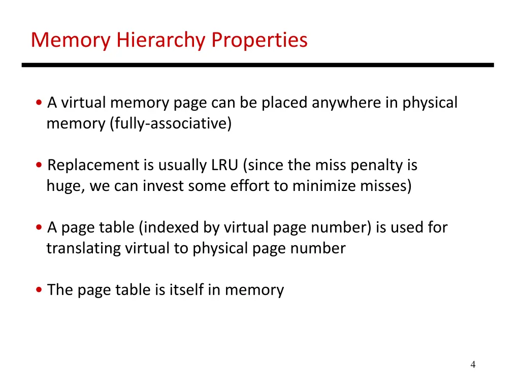 memory hierarchy properties