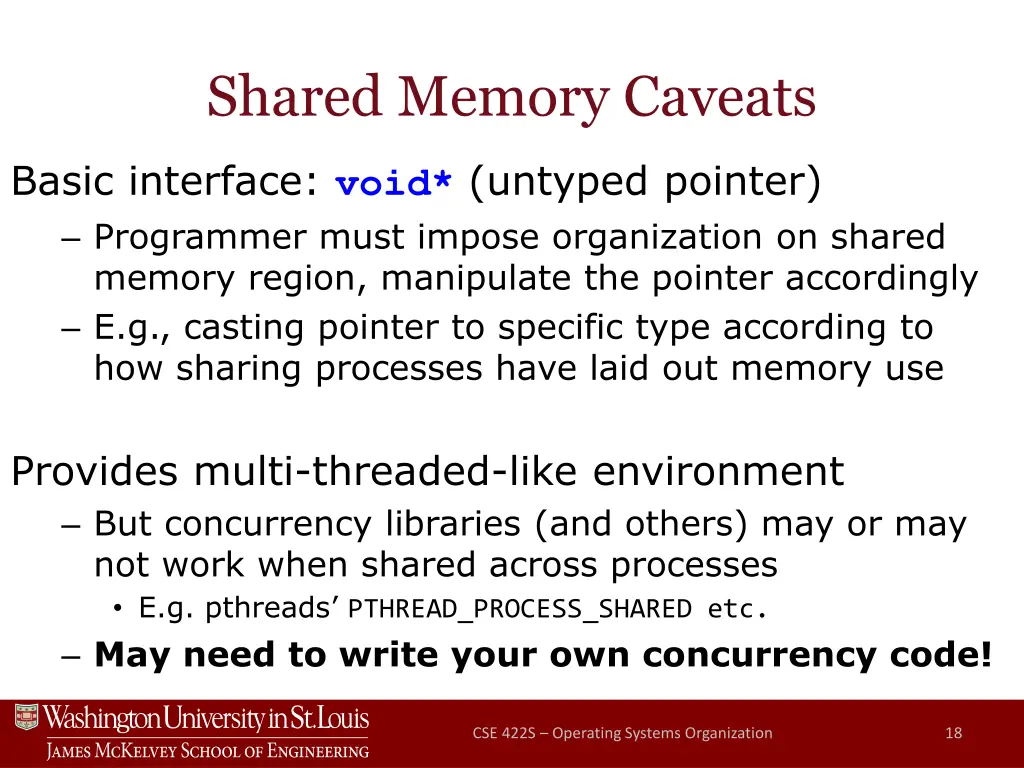 shared memory caveats