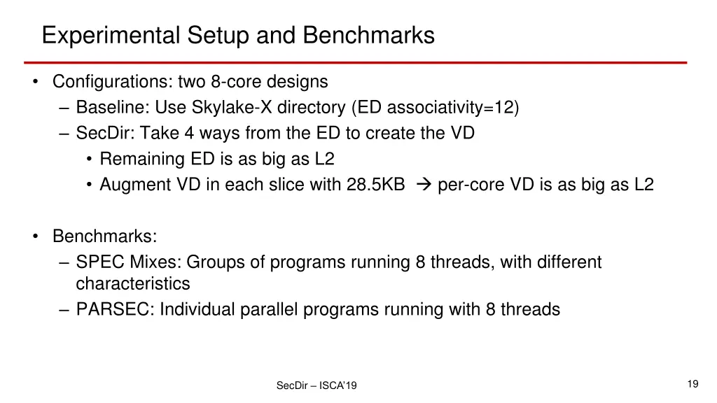 experimental setup and benchmarks