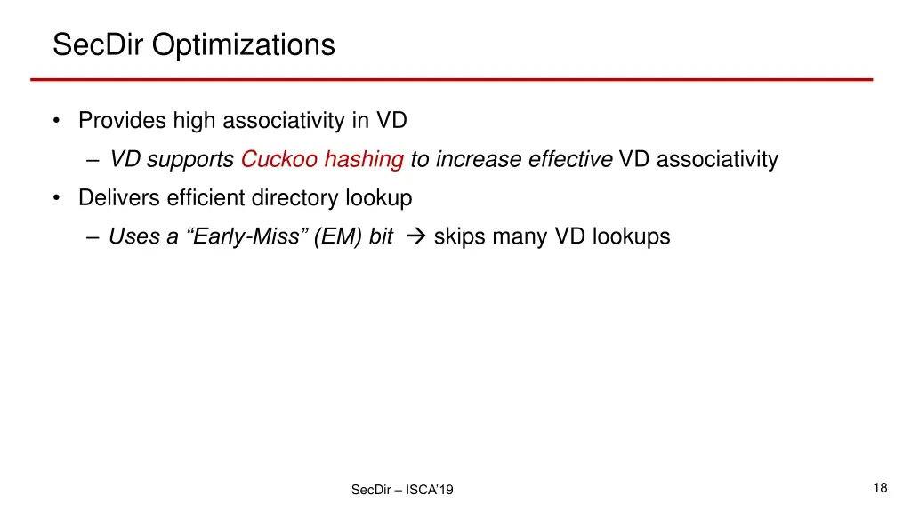 secdir optimizations