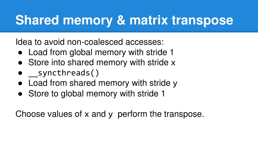 shared memory matrix transpose