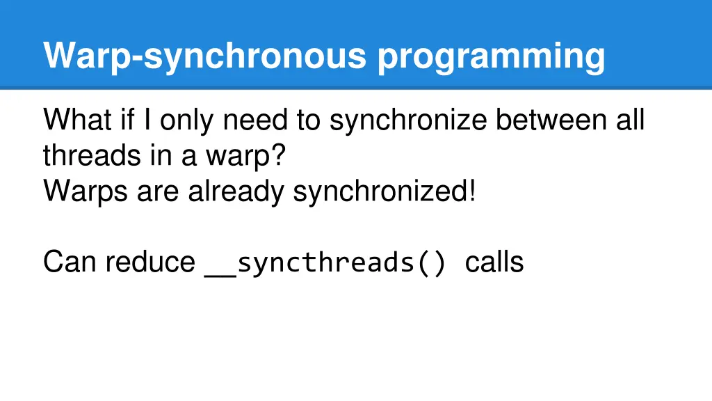 warp synchronous programming