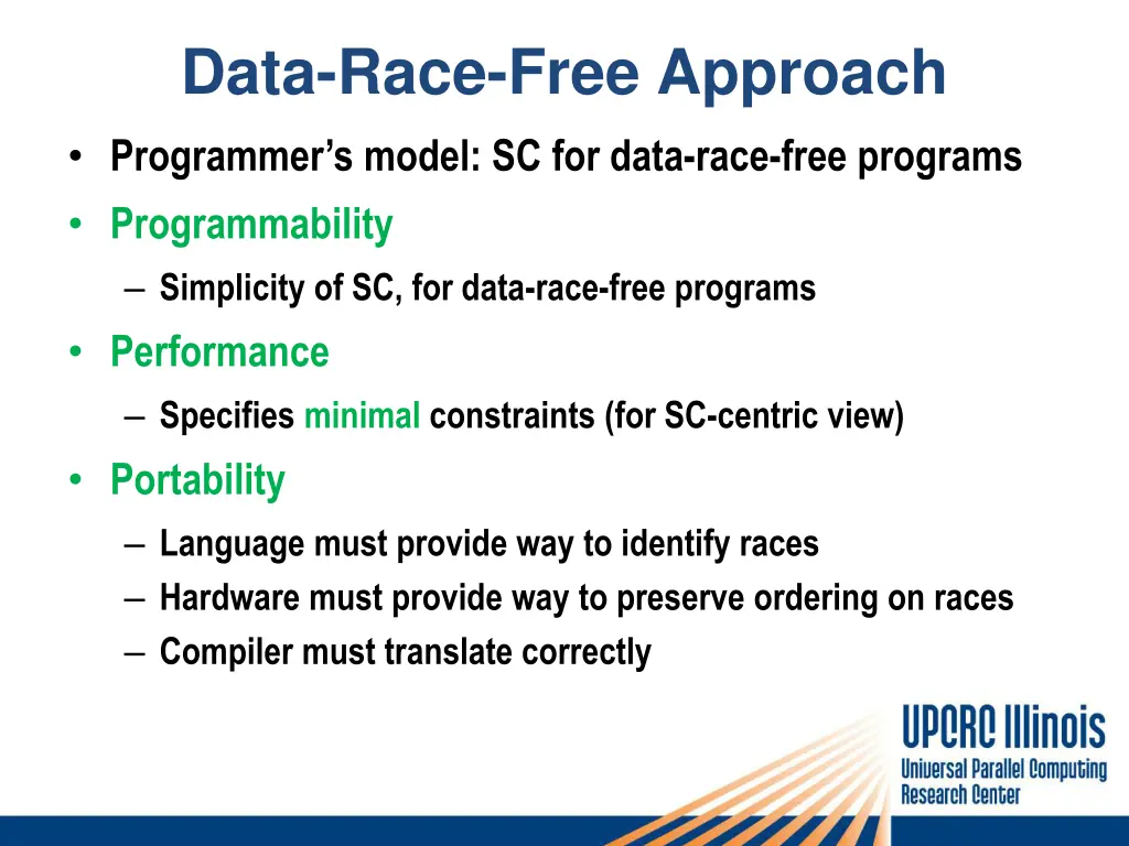 data race free approach programmer s model