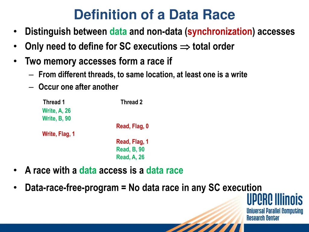 definition of a data race distinguish between