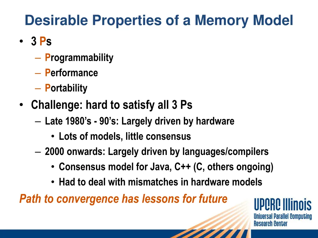 desirable properties of a memory model