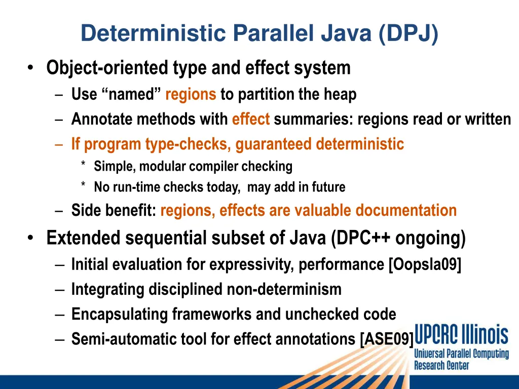 deterministic parallel java dpj object oriented