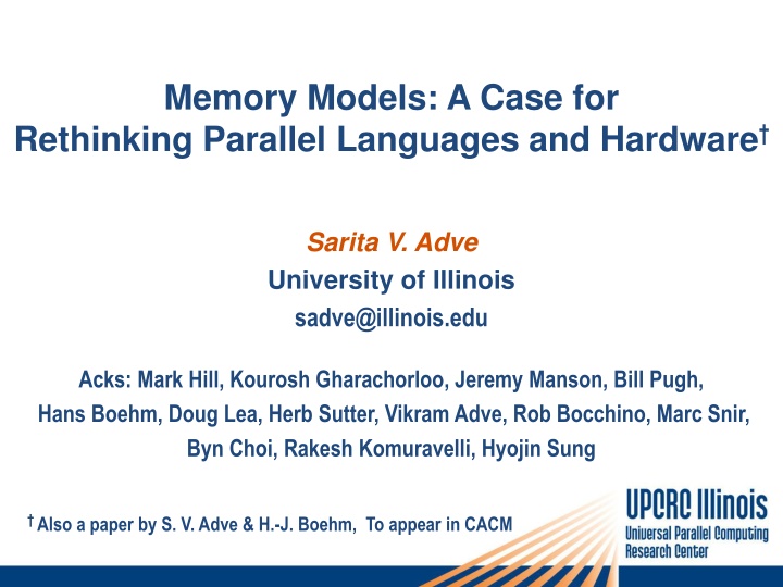 memory models a case for rethinking parallel