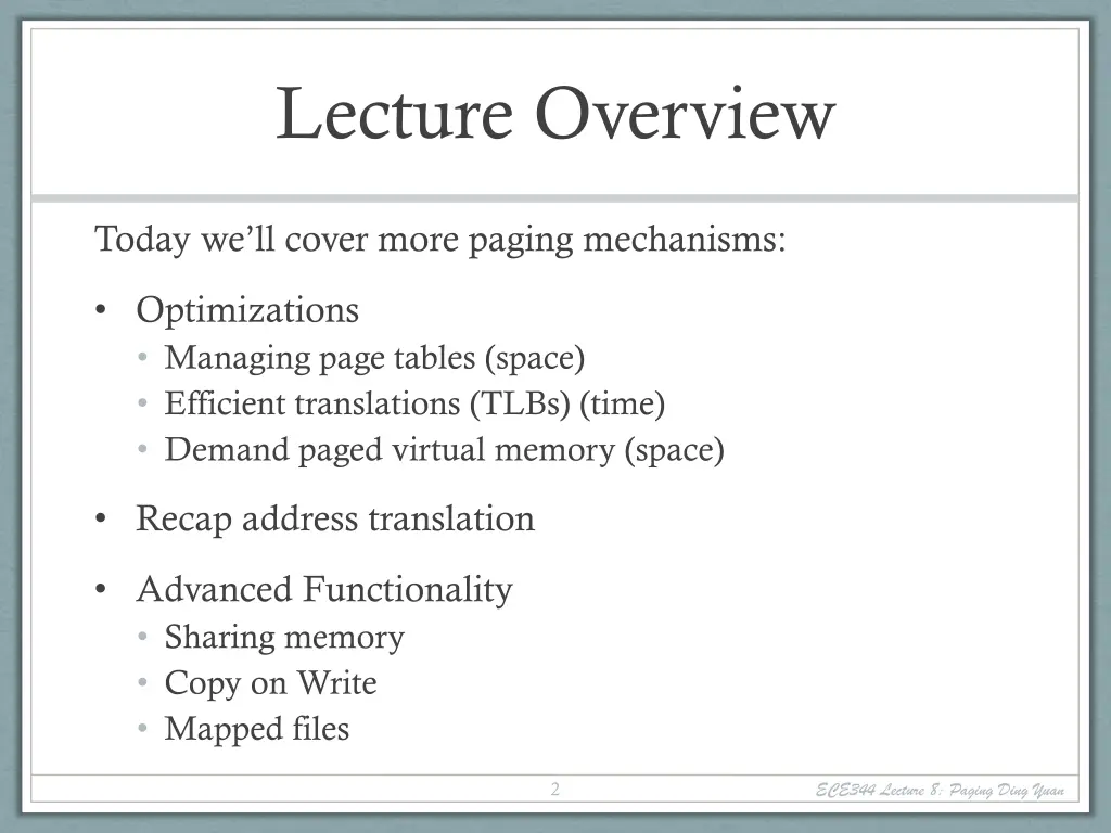 lecture overview