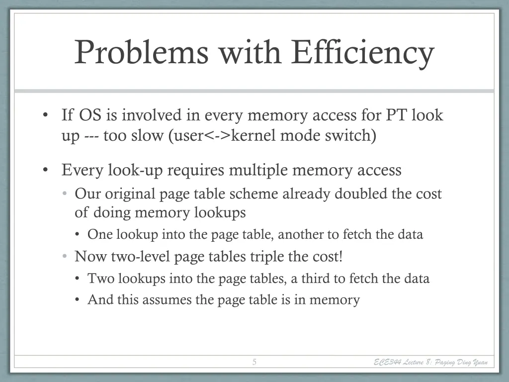 problems with efficiency