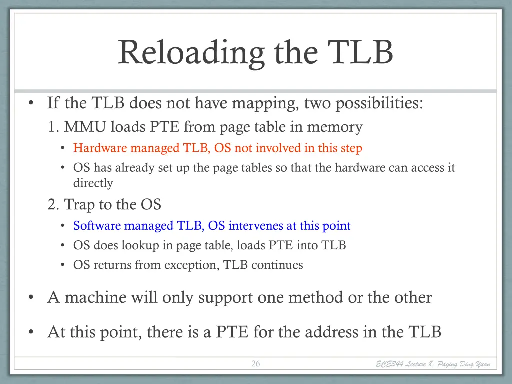 reloading the tlb