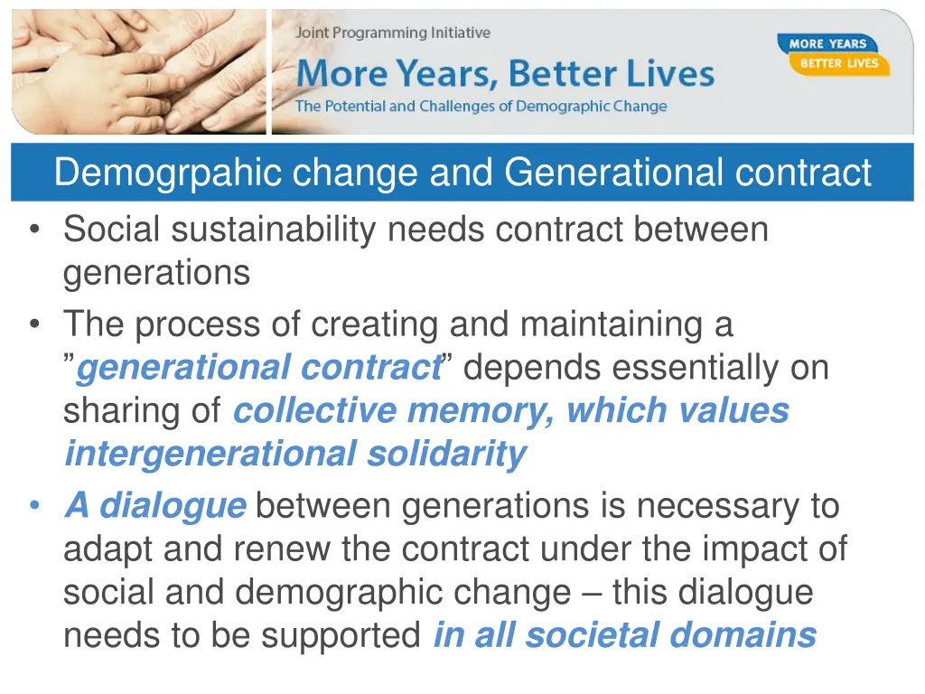 demogrpahic change and generational contract