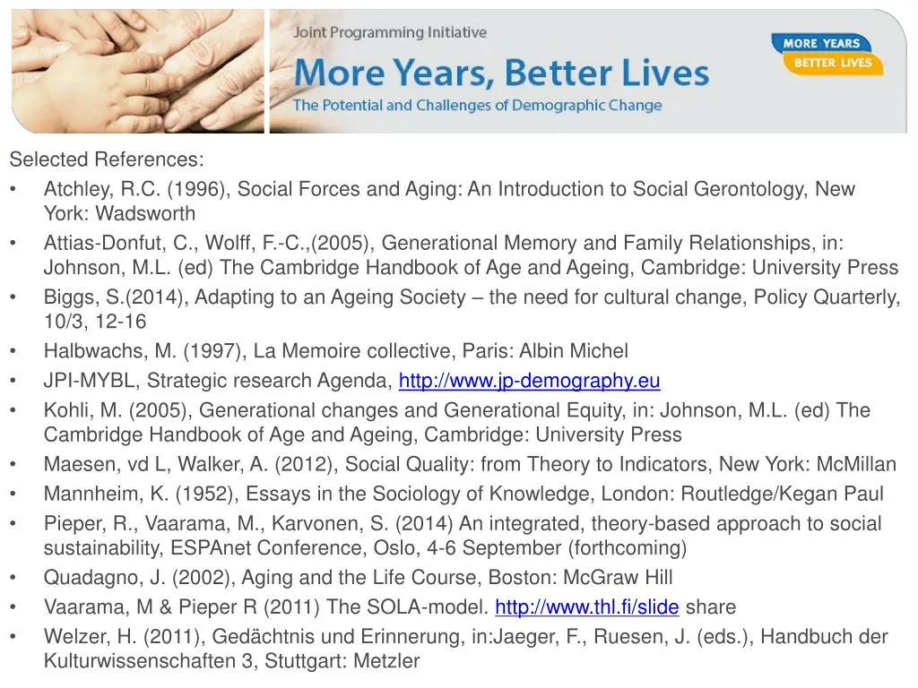 selected references atchley r c 1996 social