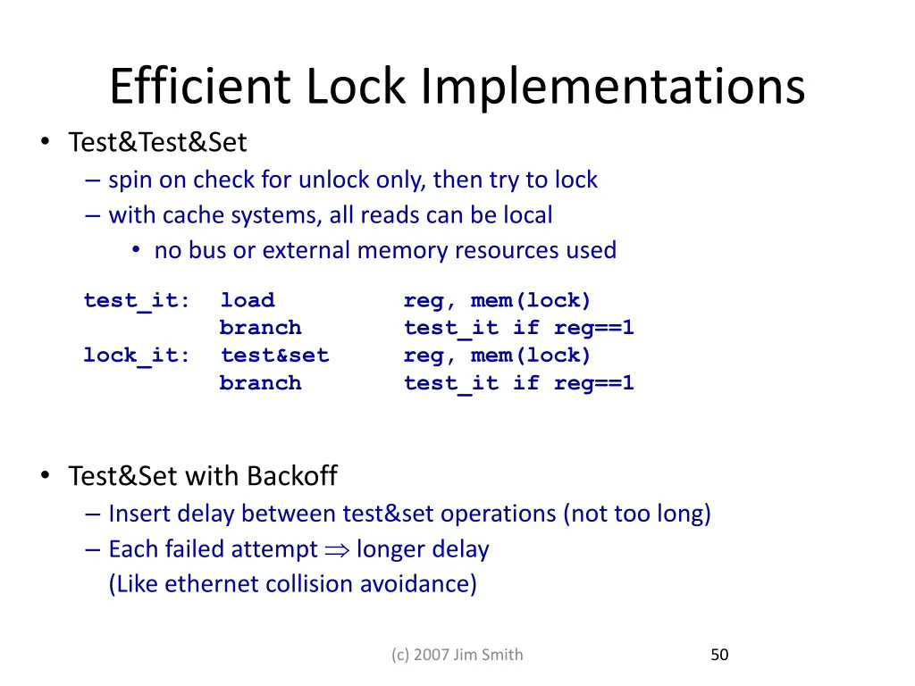 efficient lock implementations test test set spin