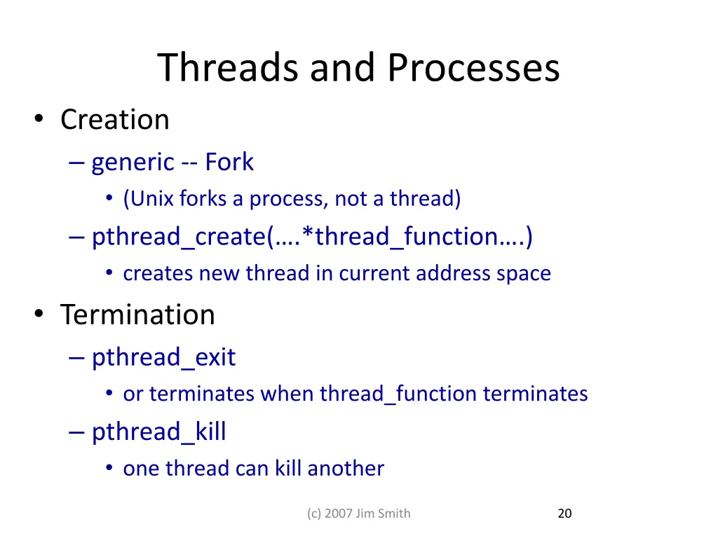 threads and processes creation generic fork unix