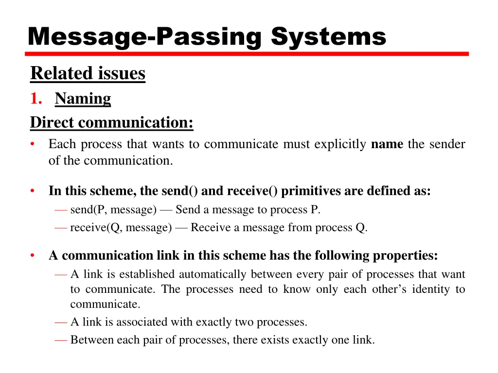 message passing systems related issues 1 naming 1