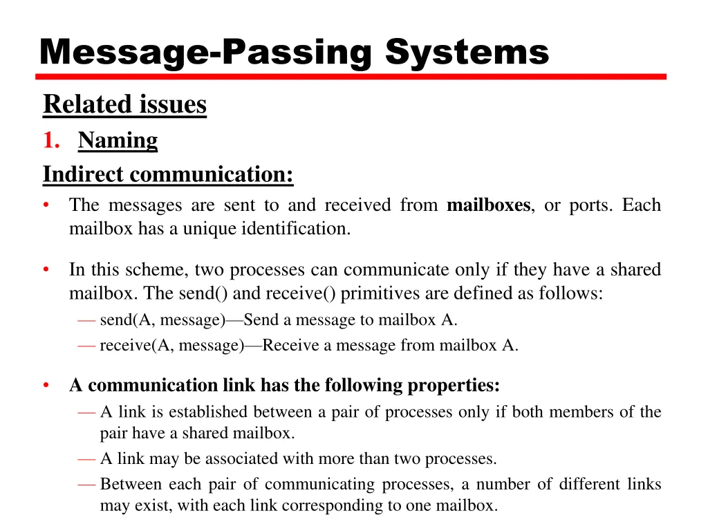 message passing systems related issues 1 naming 2