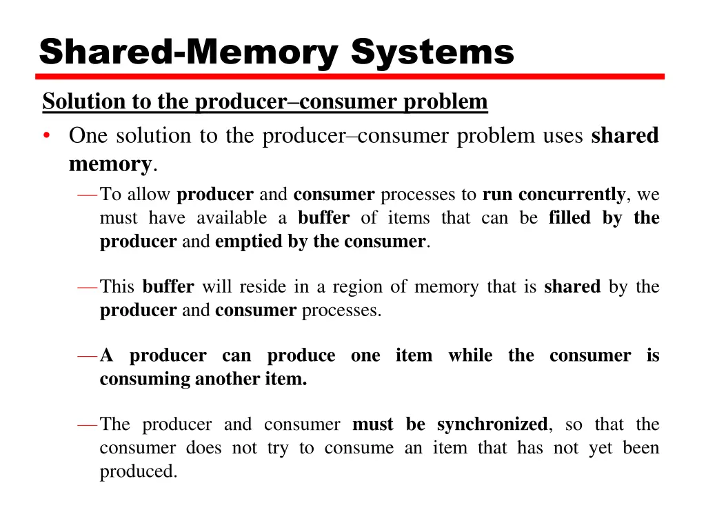 shared memory systems solution to the producer