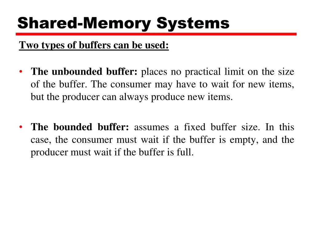 shared memory systems two types of buffers