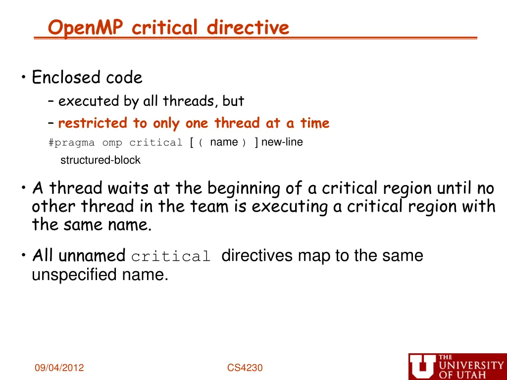 openmp critical directive