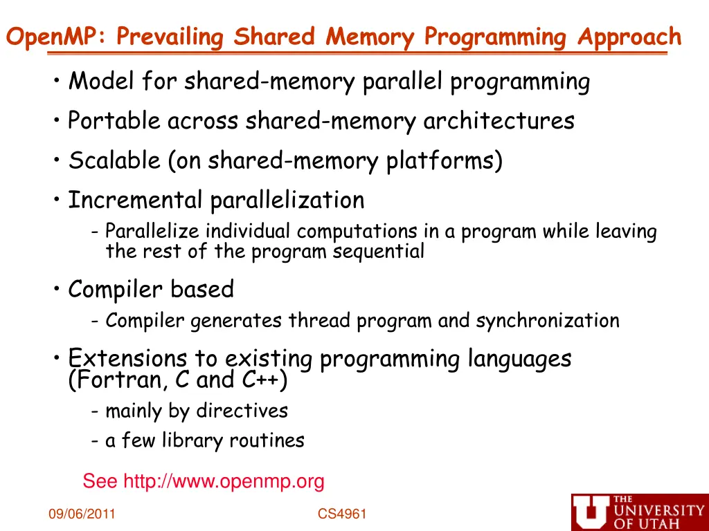 openmp prevailing shared memory programming