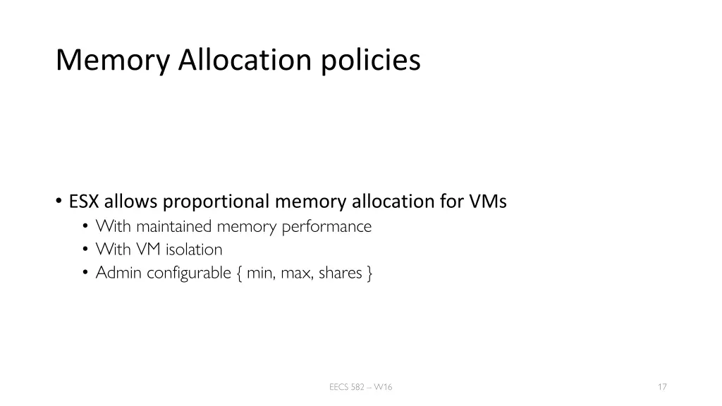 memory allocation policies