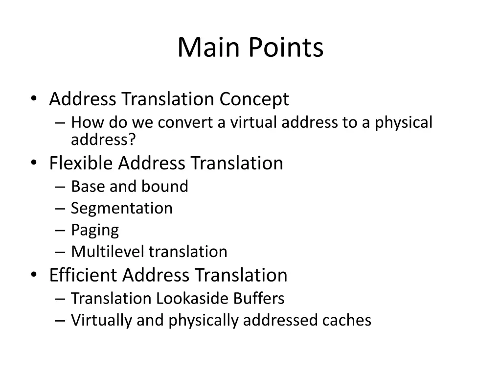 main points