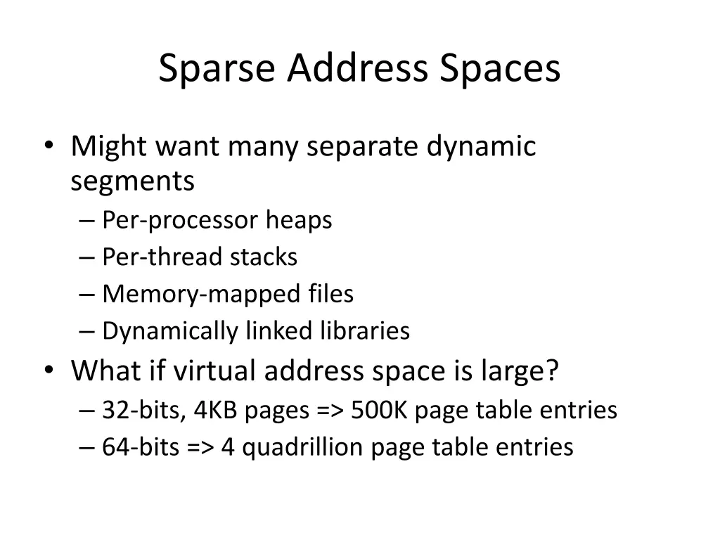 sparse address spaces