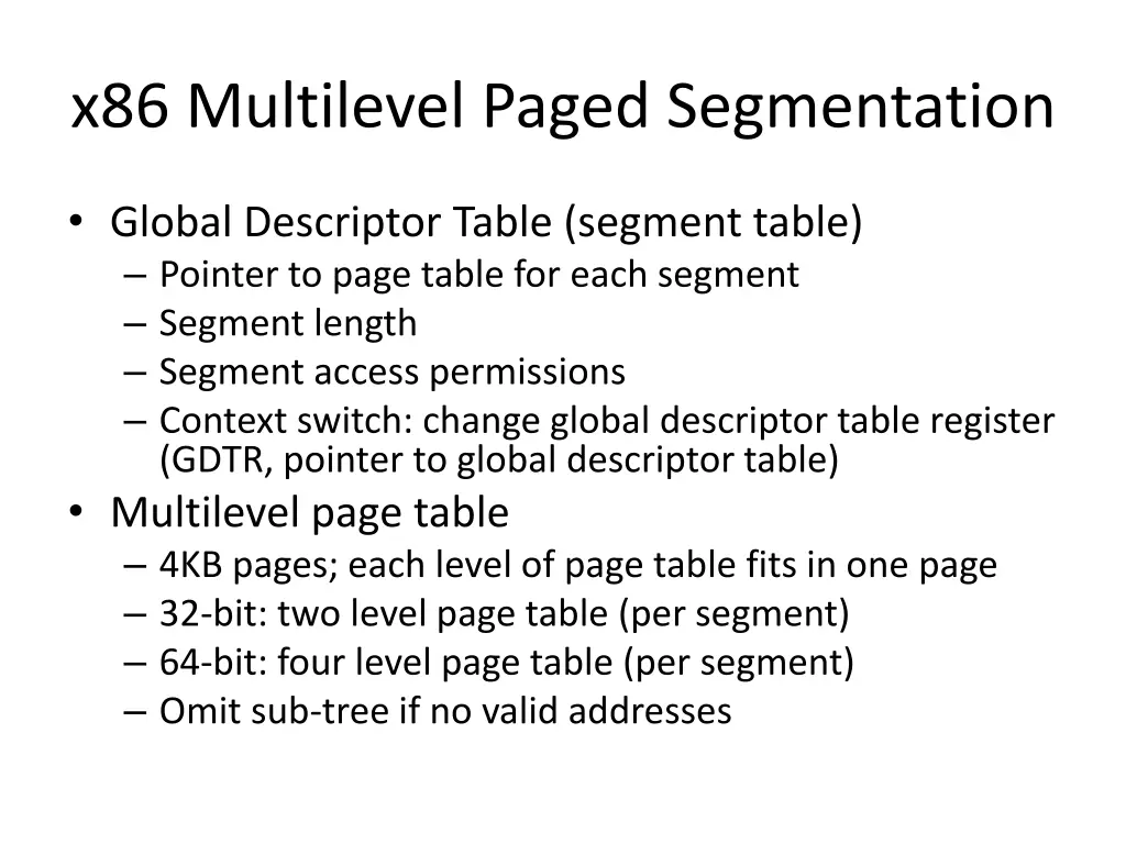 x86 multilevel paged segmentation