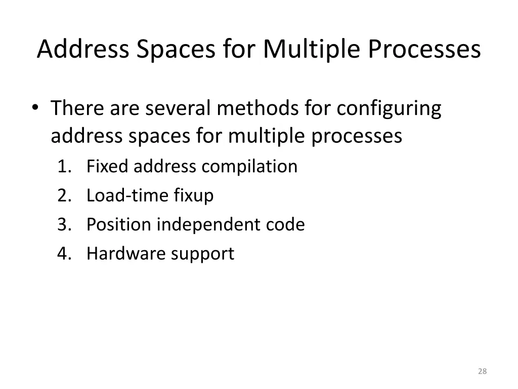 address spaces for multiple processes 1