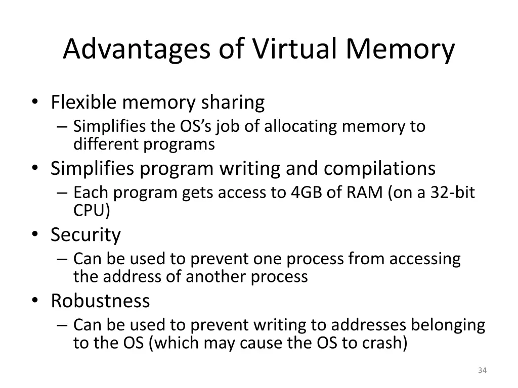 advantages of virtual memory