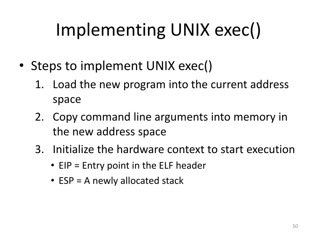 implementing unix exec