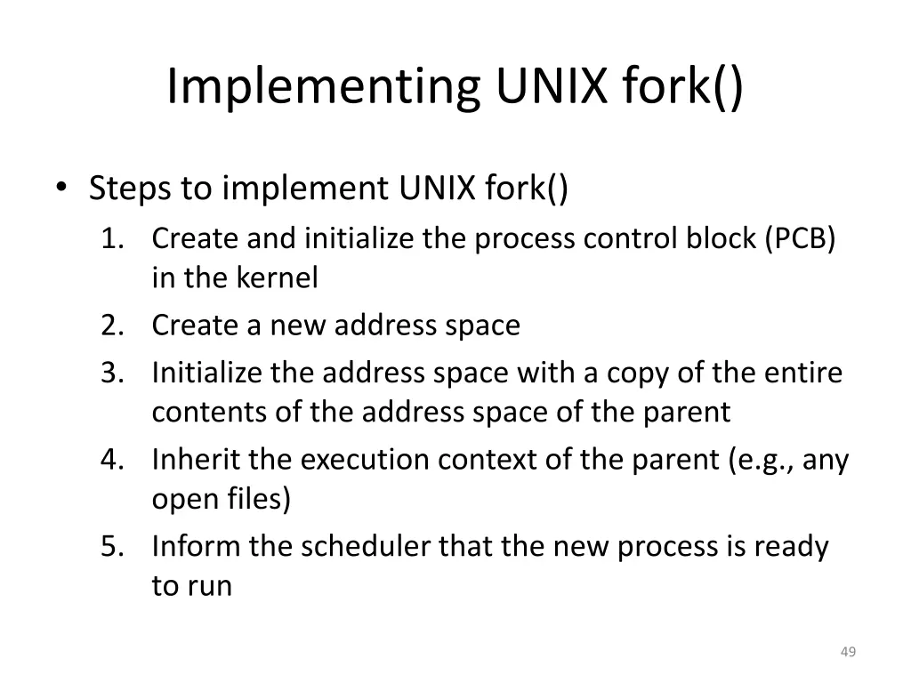 implementing unix fork