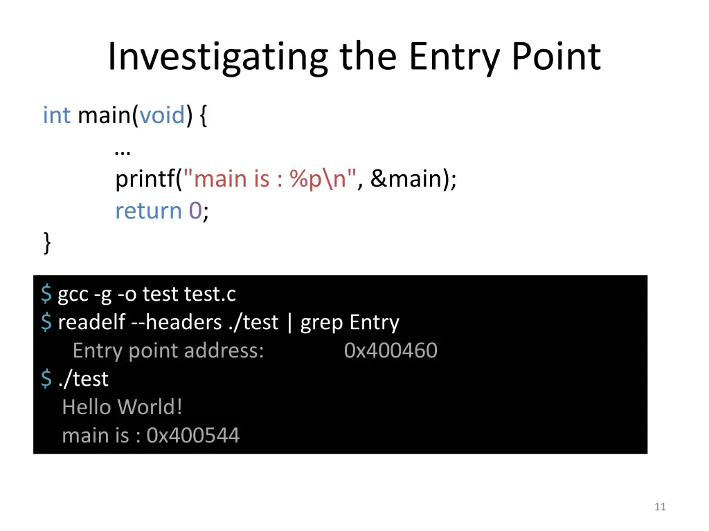 investigating the entry point