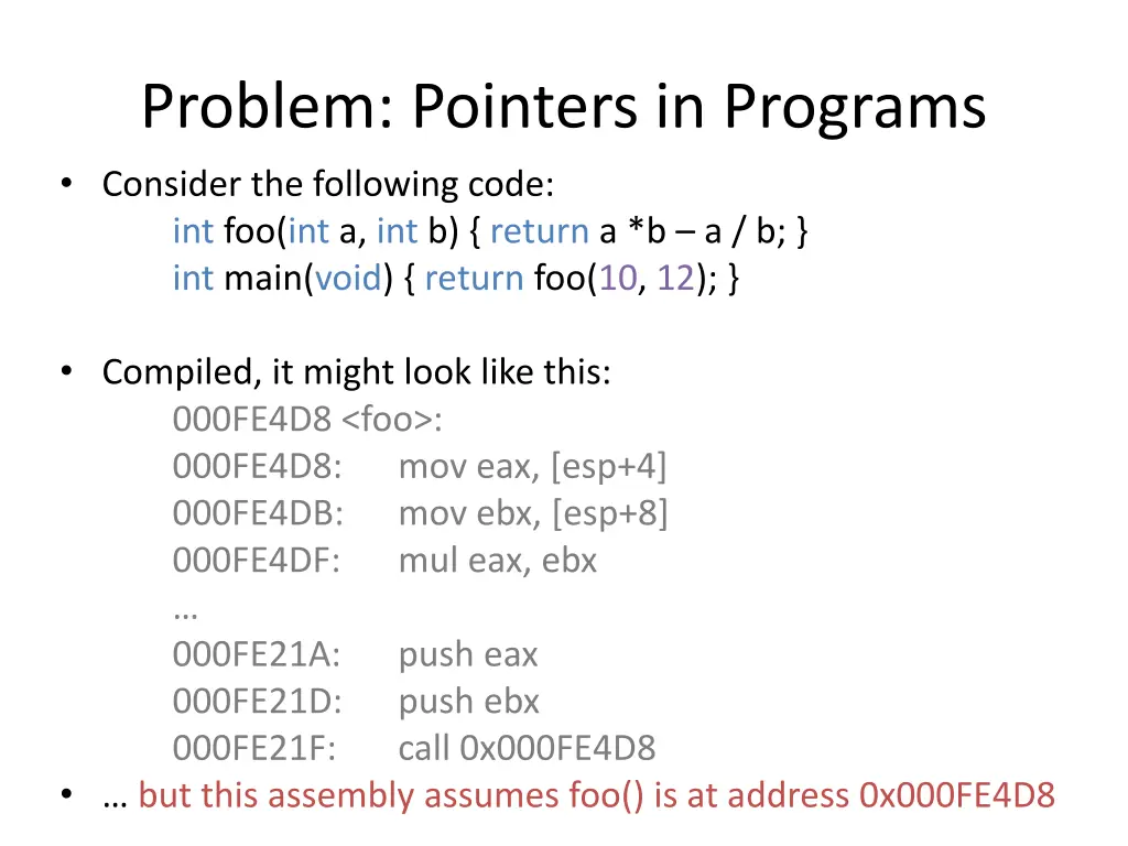 problem pointers in programs consider